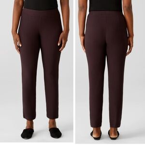 Eileen Fisher Stretch Crepe Pull-on Minimalist Ankle Pants Sz Lg Cocoa Brown